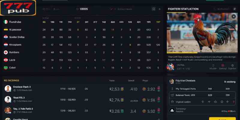 Live streaming interface of sabong betting sites showing real-time odds and match dashboard